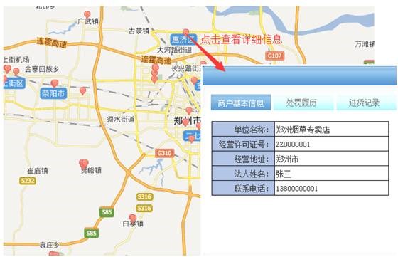 商戶許可證信息系統可將商戶的基本信息及位置進行錄入